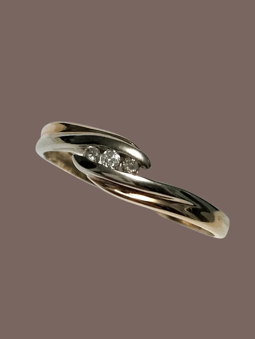 Diamond Classic Three-Stone Two Tone Gold Diamond Ring - Picture 3 of 11